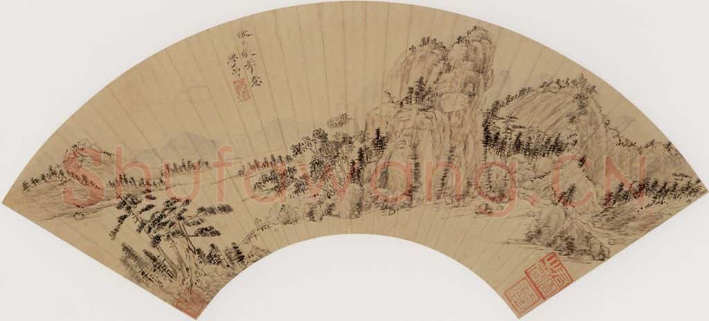 清代 张学曾《山水图》书画作品