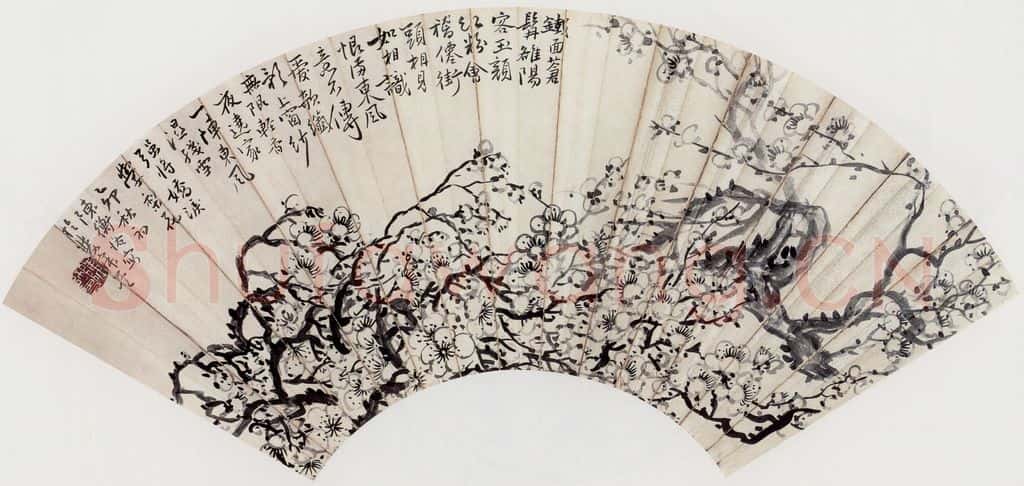 1915年 陈师曾《梅花扇面》书画作品