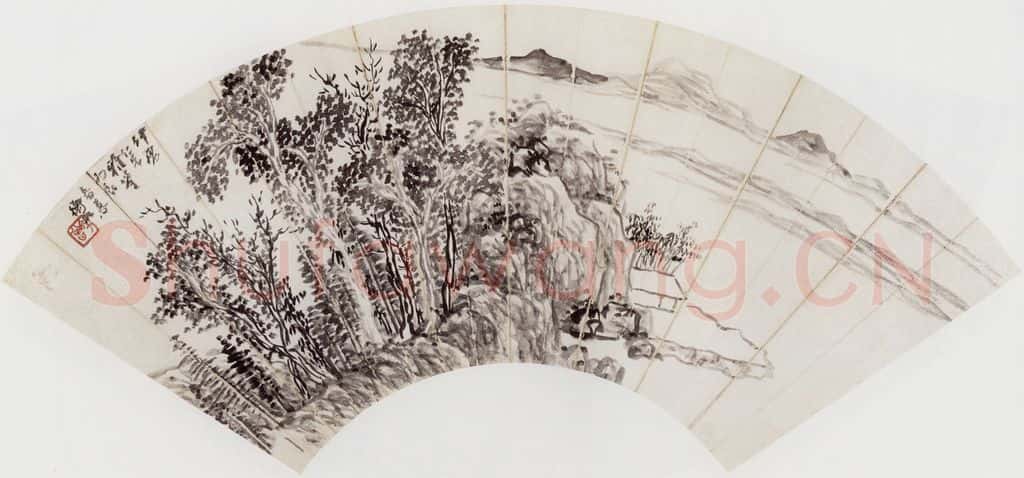 1916年 陈师曾《山水扇面》书画作品