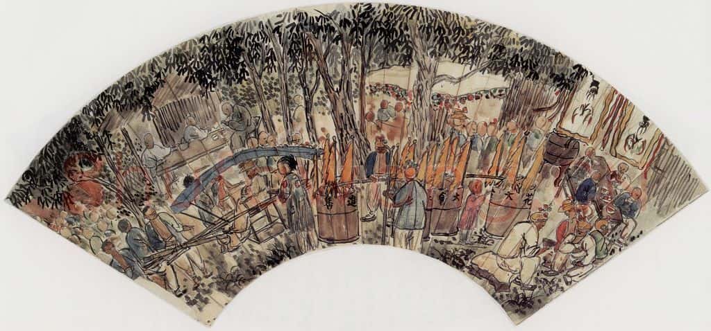1920年 陈师曾《山水人物扇面》书画作品