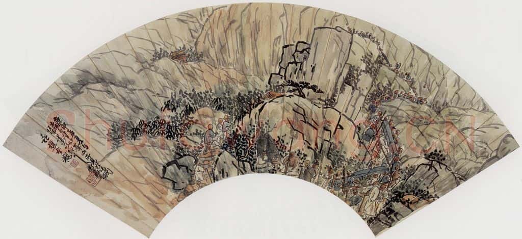 1920年 陈师曾《山水人物扇面》书画作品