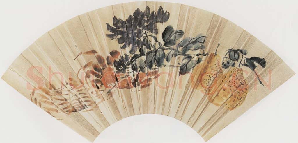 无纪年 陈师曾《菊蟹扇面》书画作品