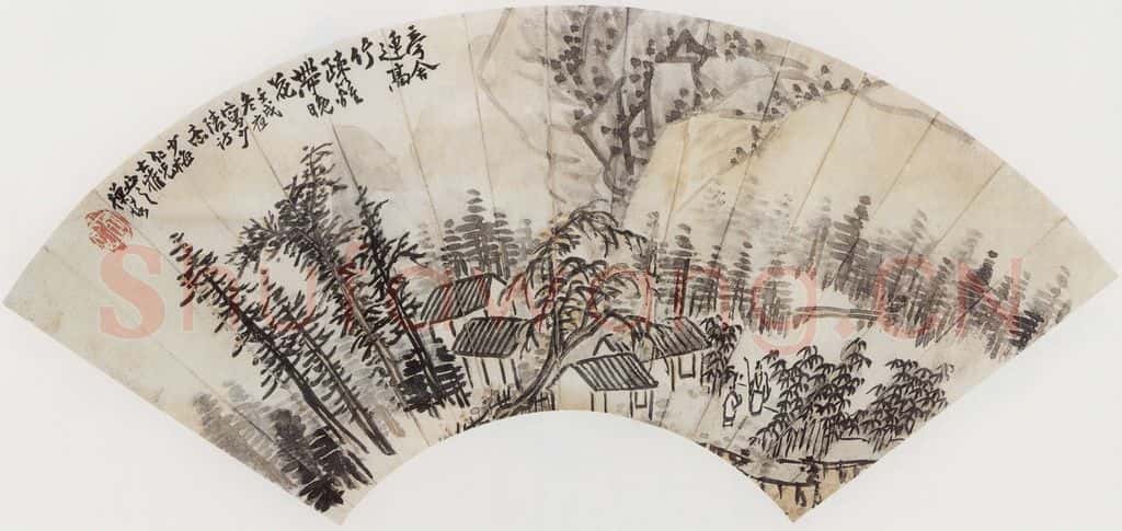 1922年 陈师曾《山水扇面》书画作品