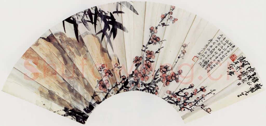 1922年 陈师曾《梅竹扇面》书画作品