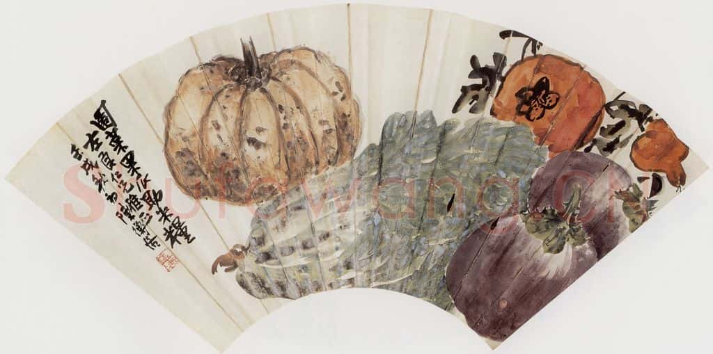 1922年 陈师曾《蔬果扇面》书画作品
