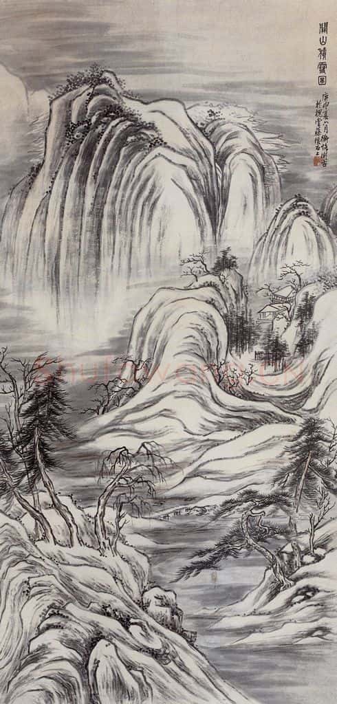 1920年 陈师曾《关山积雪图》书画作品