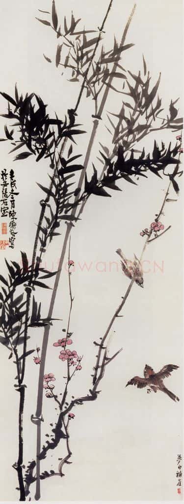 1922年 陈师曾《梅竹双雀》书画作品