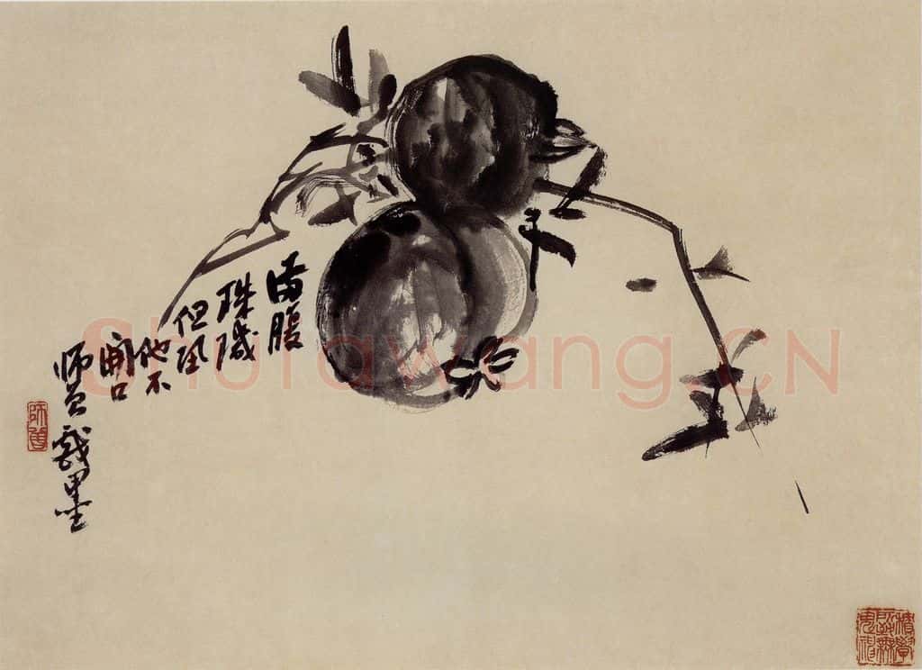 无纪年 陈师曾《墨石榴》书画作品
