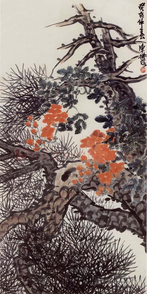 1923年 陈师曾《青松凌霄》书画作品
