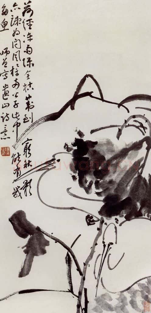 无纪年 陈师曾《荷塘双鹭》书画作品