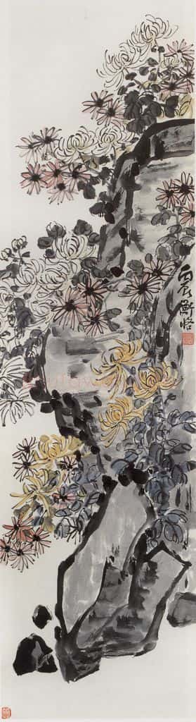1916年 陈师曾《菊石》书画作品
