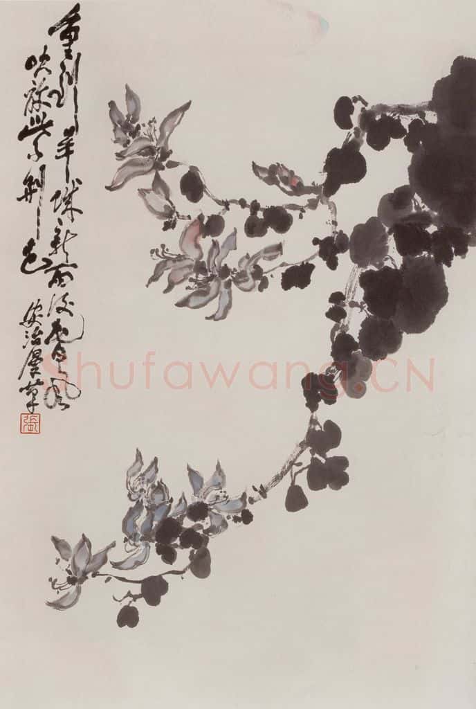 1981年 张安治 紫荆花 书画作品