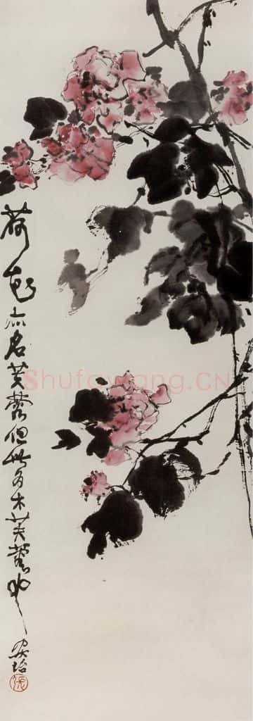 1987年 张安治 木芙蓉 书画作品