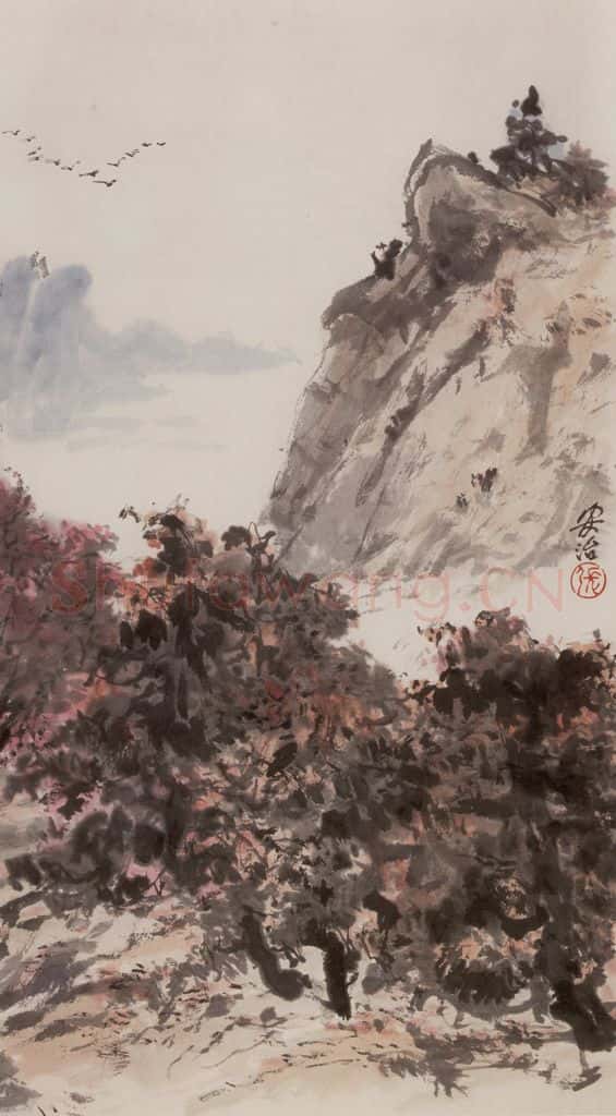 1988年 张安治 秋林飞鸟 书画作品