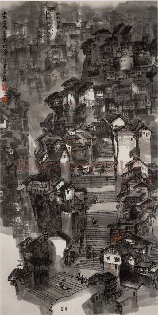 1982年 徐希《山城之晨》书画作品