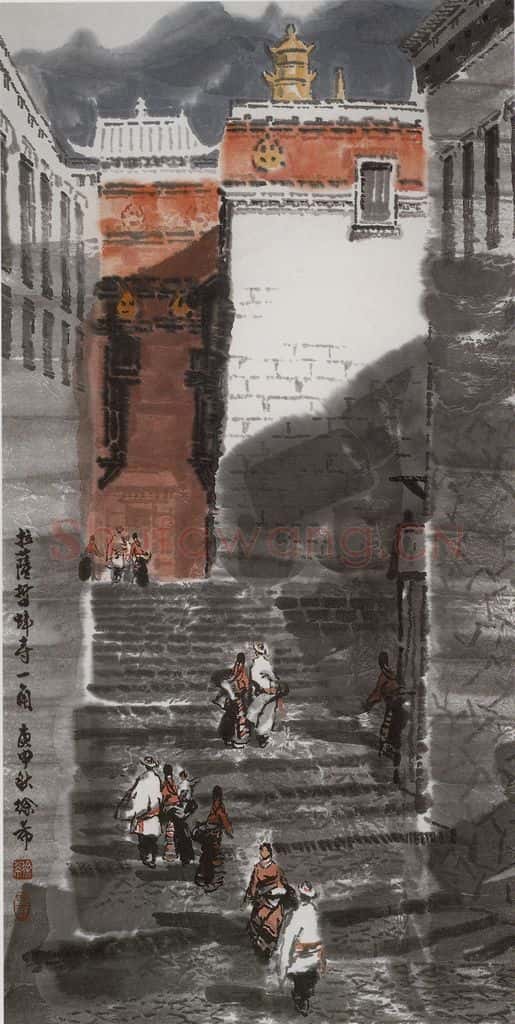 1980年 徐希《拉萨哲蚌寺一角》书画作品