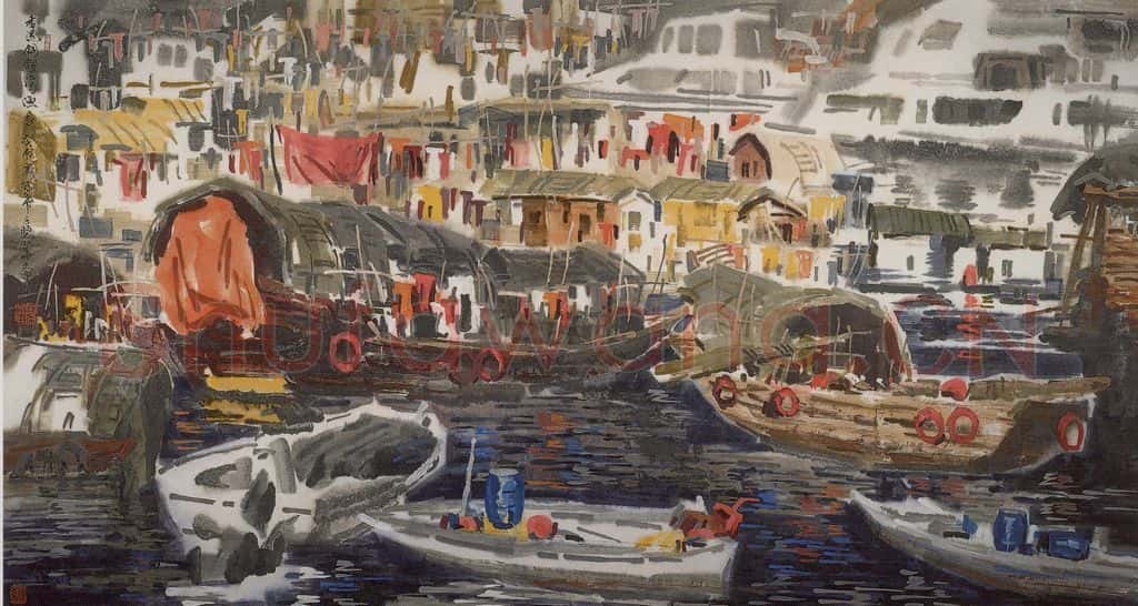 1993年 徐希《香港铜锣湾》书画作品