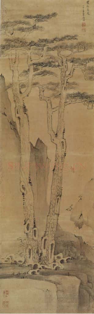 清 梅清《梅清双松图轴》书画作品
