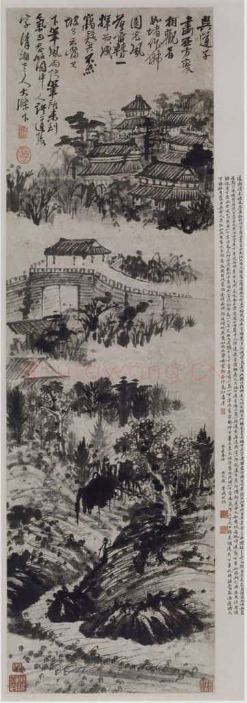 清 石涛《石涛郊行图轴》书画作品