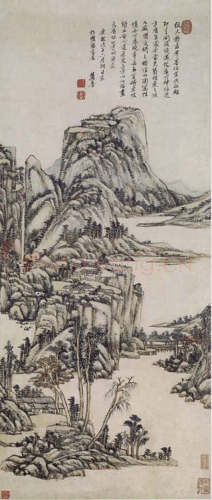 清 王原祁《王原祁仿大癡山水图轴》书画作品