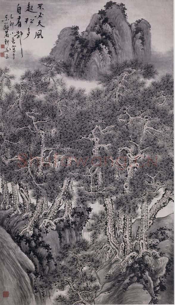 清 华嵒《华嵒万壑松风图轴》书画作品