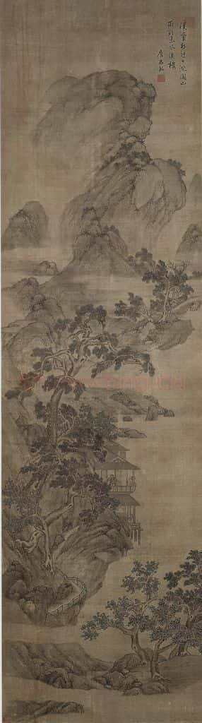明 唐志契《唐志契山雨欲来图轴》书画作品