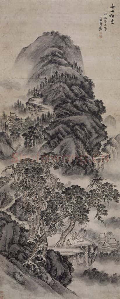 明 袁尚统《袁尚统泰山松色图轴》书画作品