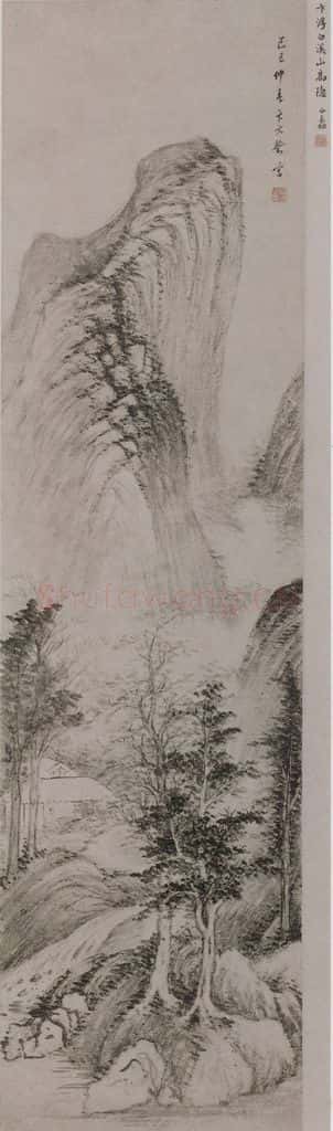 明 卞文瑜《卞文瑜溪山高隐图轴》书画作品
