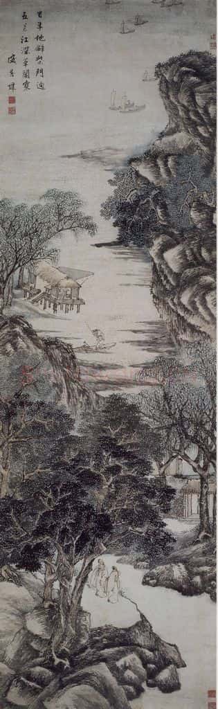 明 盛茂烨《盛茂烨江深草阁图轴》书画作品