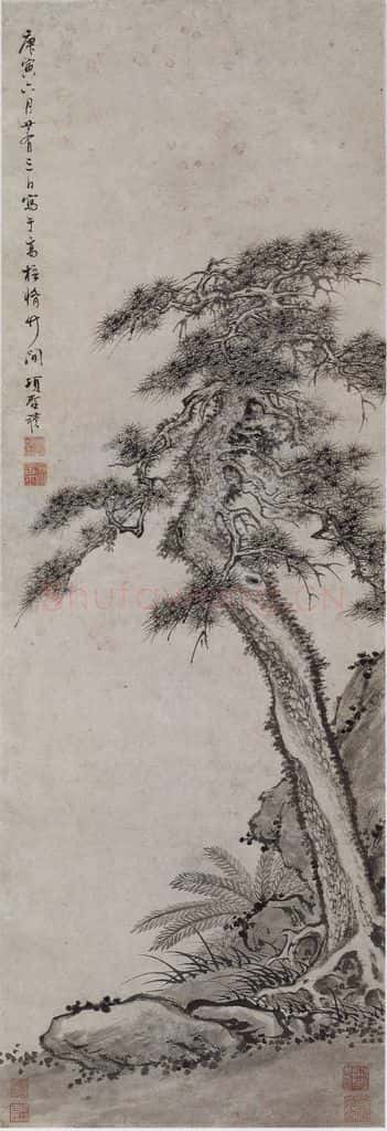 清 项圣谟《项圣谟松石图轴》书画作品
