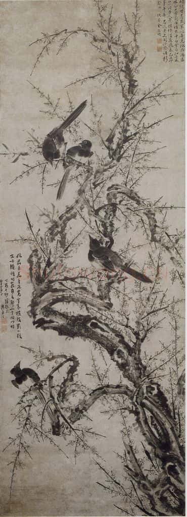 清 陈嘉言《陈嘉言梅鹊图轴》书画作品
