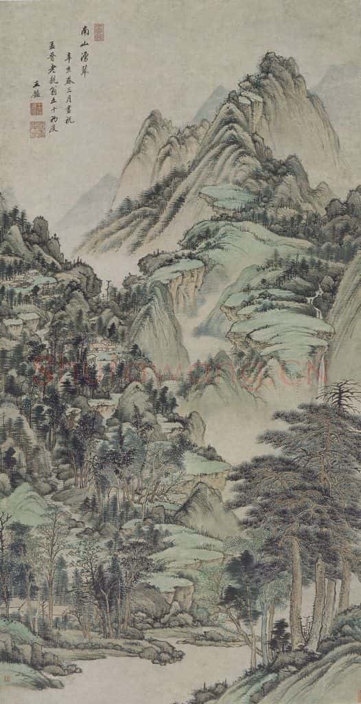 清 王鑑《王鑑南山涌翠图轴》书画作品
