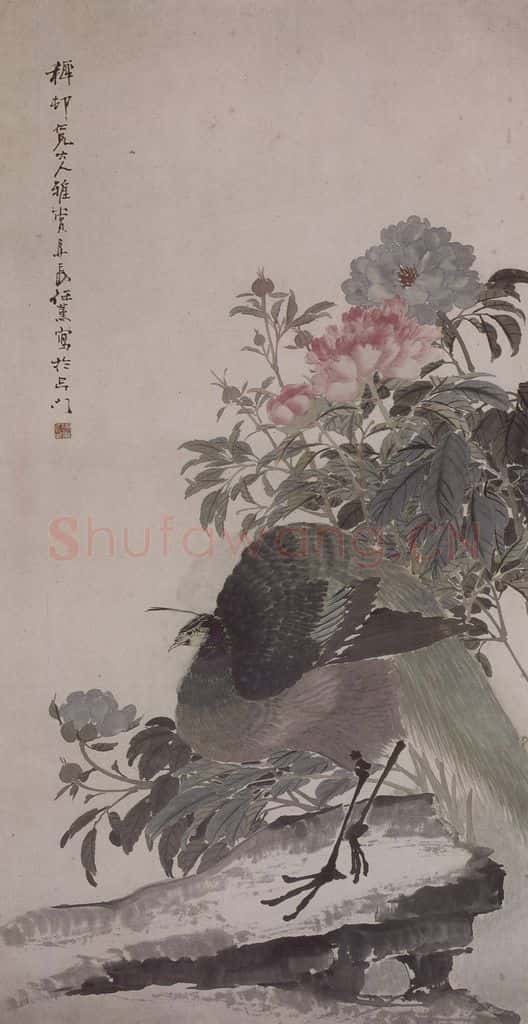 清 任薰《任薰花鸟图屏》书画作品