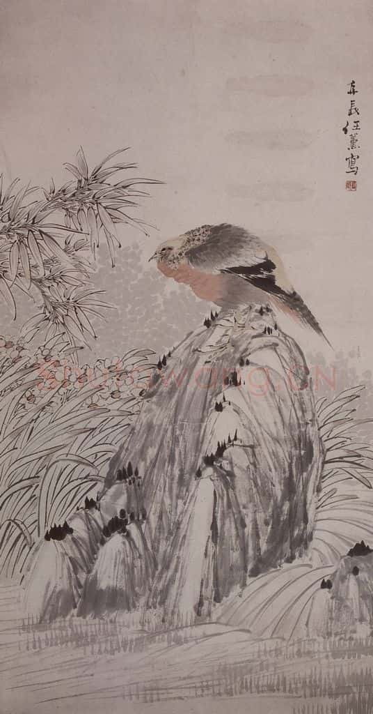 清 任薰《任薰花鸟图屏》书画作品