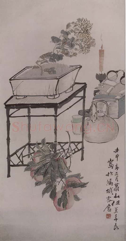 清 任薰《任薰花鸟图屏》书画作品