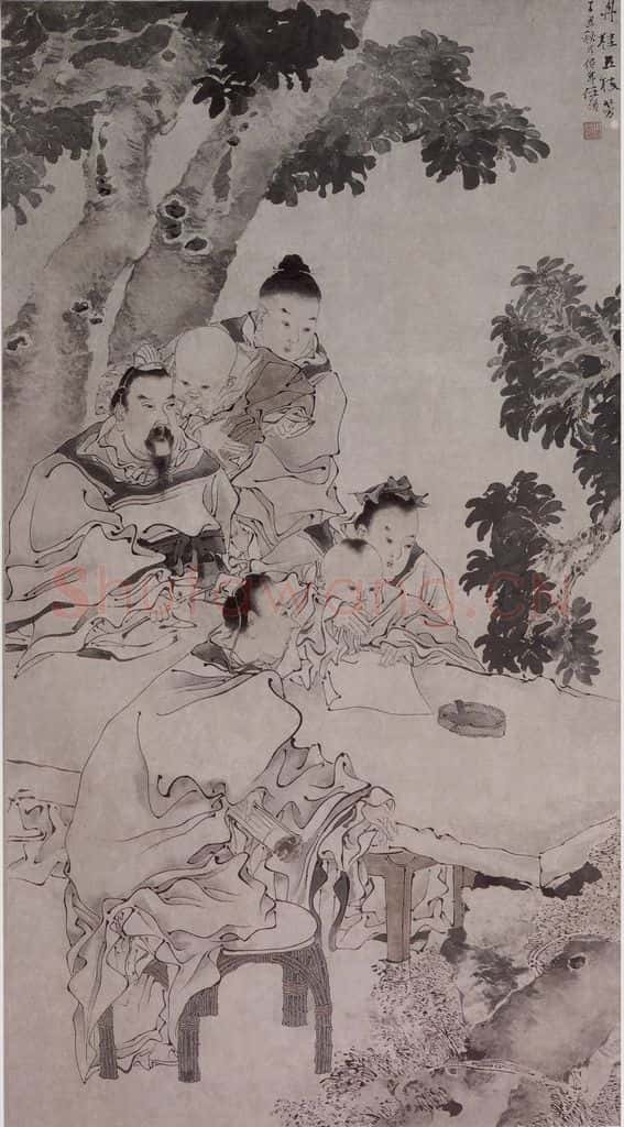 清 任颐《任颐人物图屏》书画作品