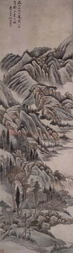 清 任预《任预秋山图轴》书画作品