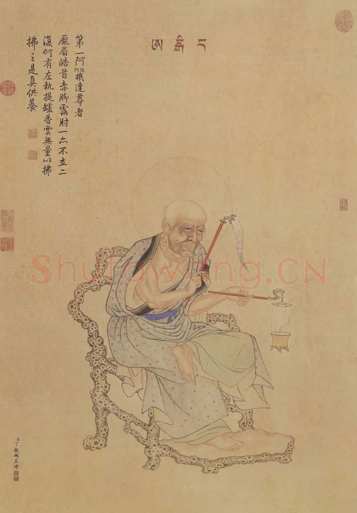 清 丁观鹏《丁观鹏佛像图屏》书画作品