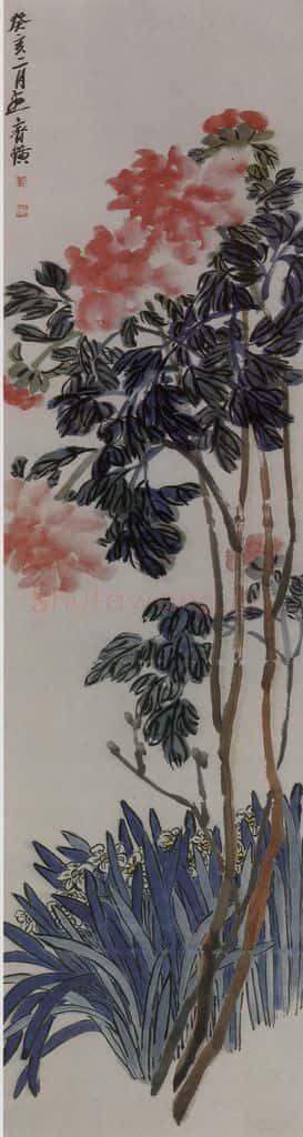 1923年 齐璜《齐璜牡丹水仙图轴》书画作品