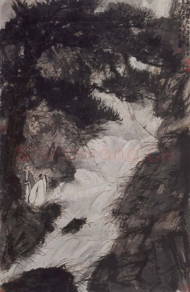 1944年 傅抱石《傅抱石山水人物图轴》书画作品