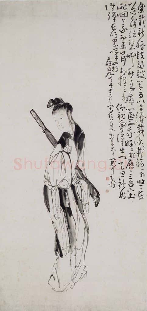 清 黄慎《黄慎仕女图轴》书画作品