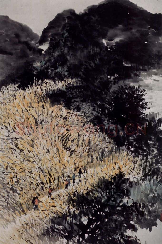 现代 石鲁《石鲁麦浪图轴》书画作品