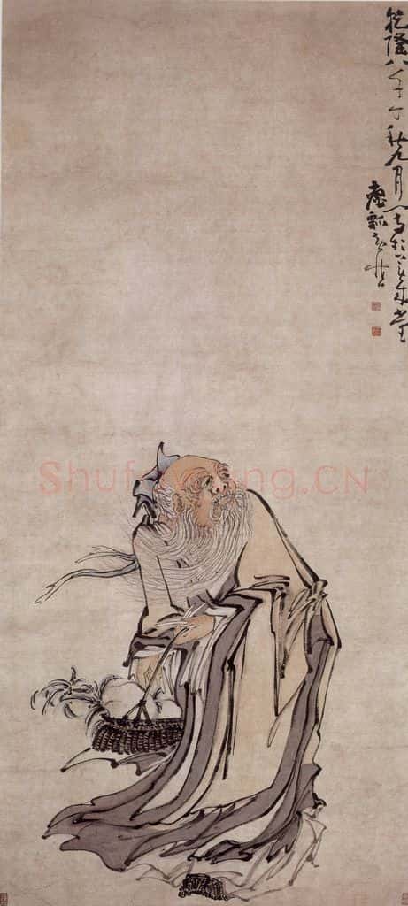 清 黄慎《黄慎东方朔偷桃图轴》书画作品