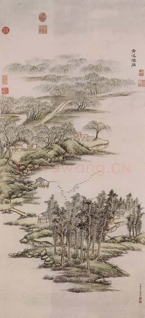 清 董邦达《董邦达青溪落雁图轴》书画作品