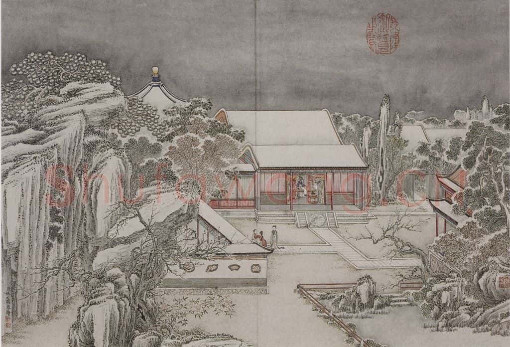 清 姚文瀚《姚文瀚楼阁图轴》书画作品