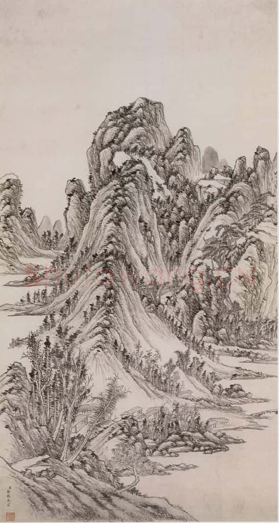 清 徐扬《徐扬奇峰俊秀图轴》书画作品