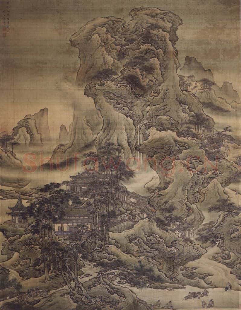 清 袁耀《袁耀盘车图轴》书画作品