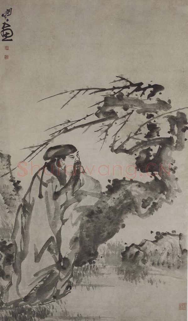 清 閔贞《閔贞梅花高士图轴》书画作品