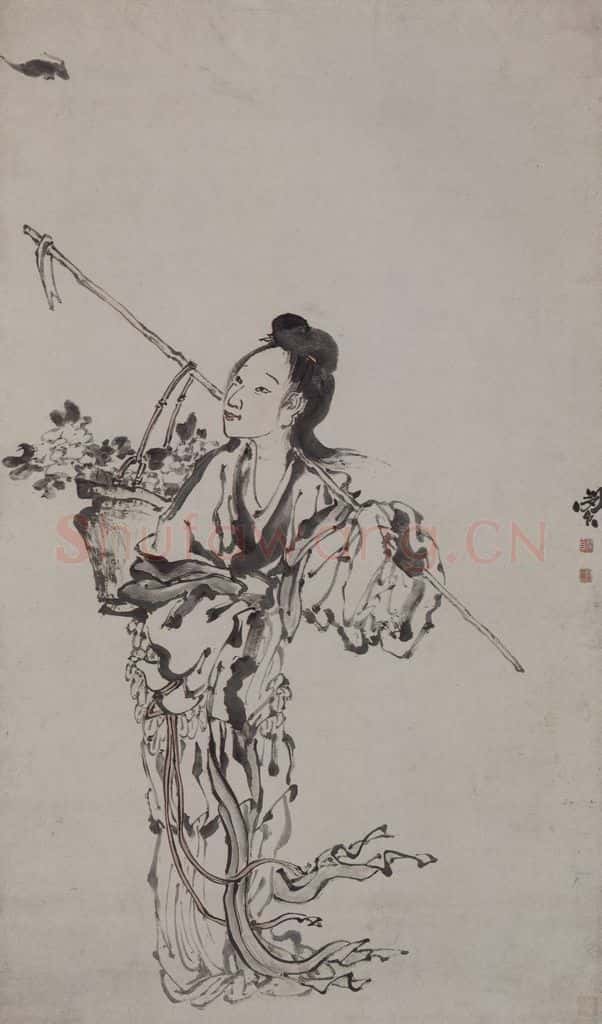 清 閔贞《閔贞麻姑采药图轴》书画作品