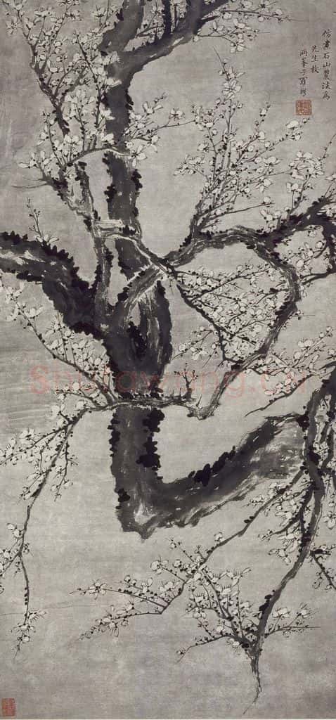 清 罗聘《罗聘冬月繁梅图轴》书画作品